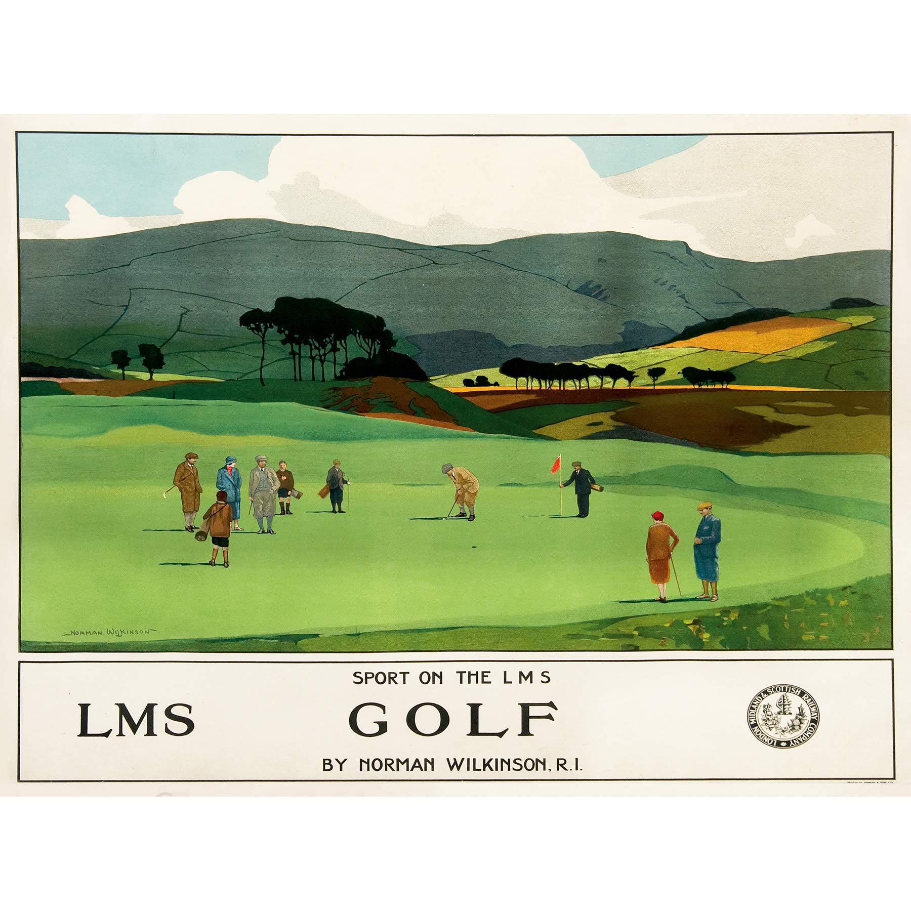 Wee Blue Coo Travel Tourism Railway Sport Golf Putt Green Lms Scotland UK Canvas Print