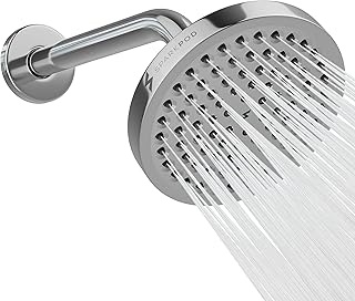 SparkPod 6" High Pressure Rain Shower Head with 9" Shower Arm - High Pressure Rain - Luxury Modern Look - Rainfall Experience - No Hassle Tool-less 1-Min Installation (Luxury Polished Chrome)