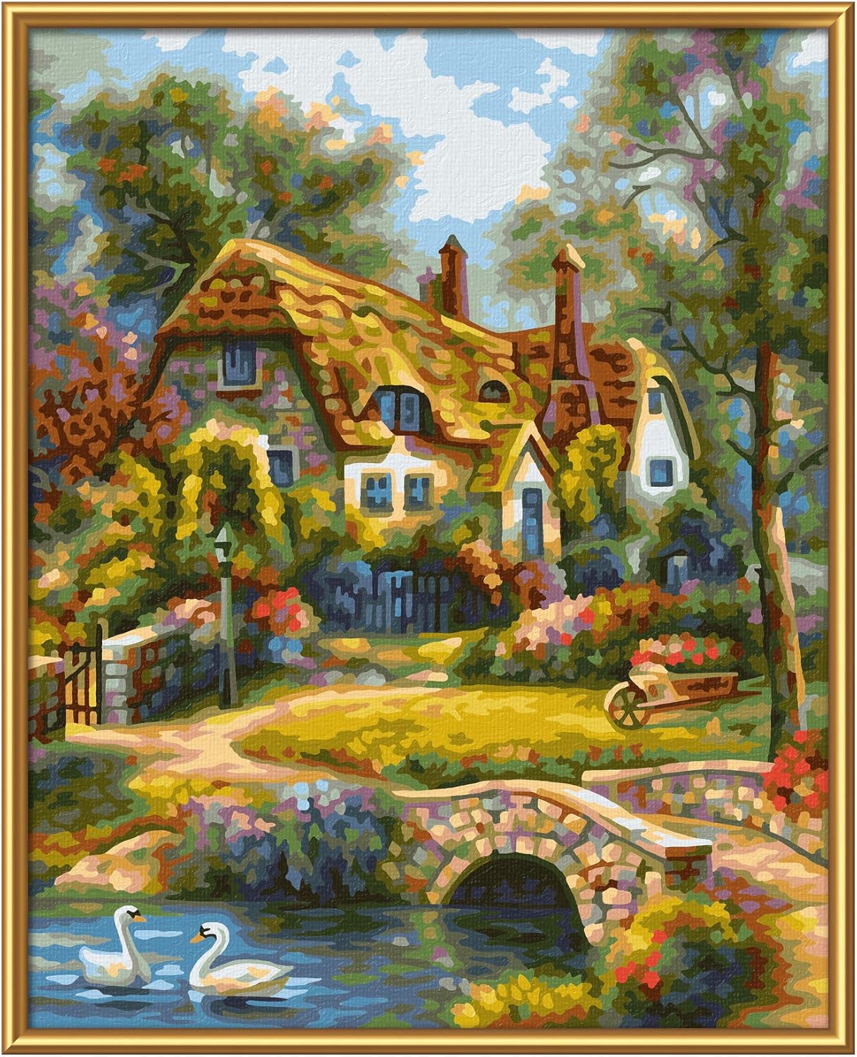 Schipper 609240831 Painting by Numbers Old English Cottage Painting for Adults Includes Brushes and Acrylic Paints 24 x 30 cm