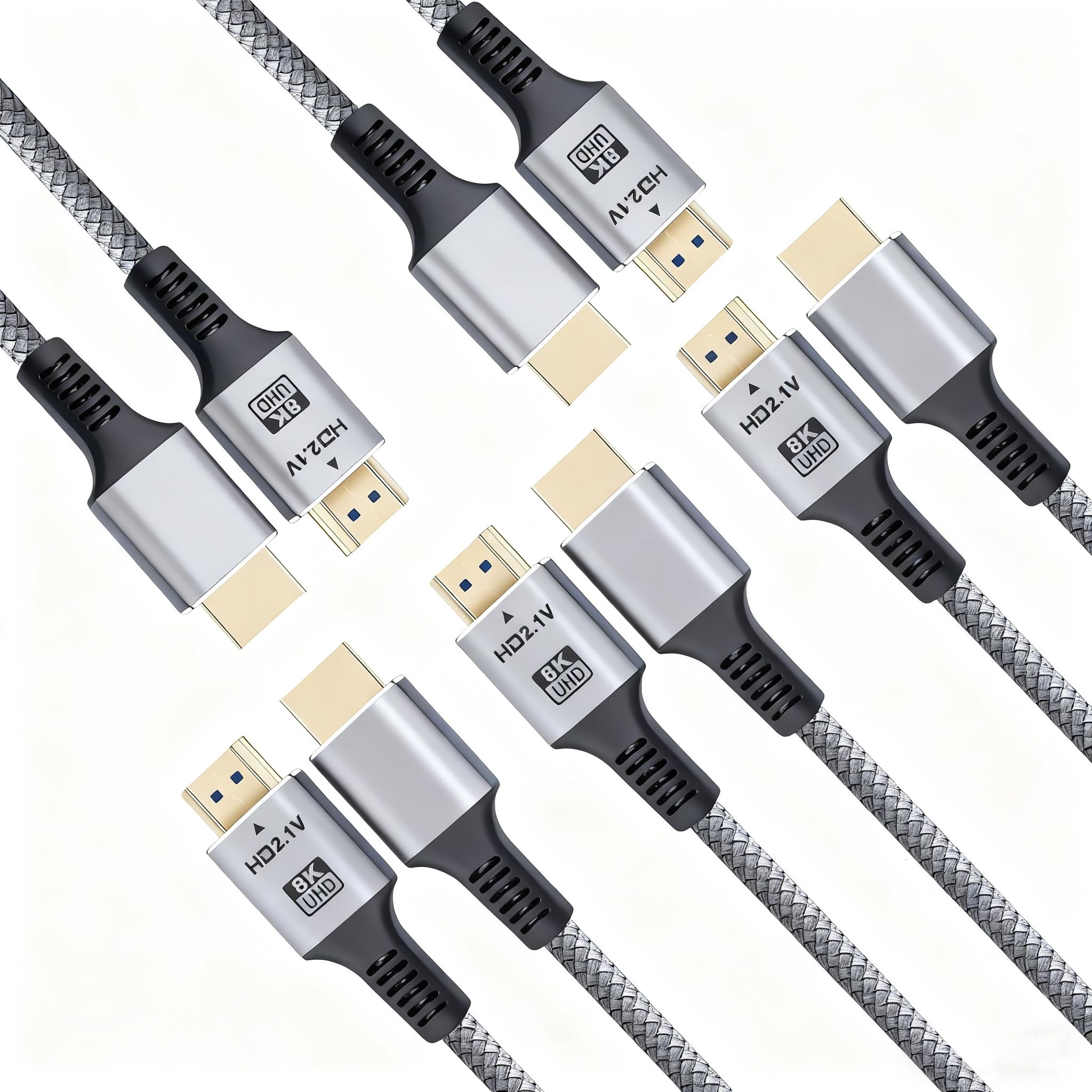 Cable HDMI 8K 2.1, paquete de 5, cable HDMI de alta velocidad de 6 pies, cable HDMI para monitor de TV Shield Computer 8K @60Hz, 4K @120Hz/165Hz/240Hz, HDCP 2.2&2.3, HDR 10 para ARC, eARC