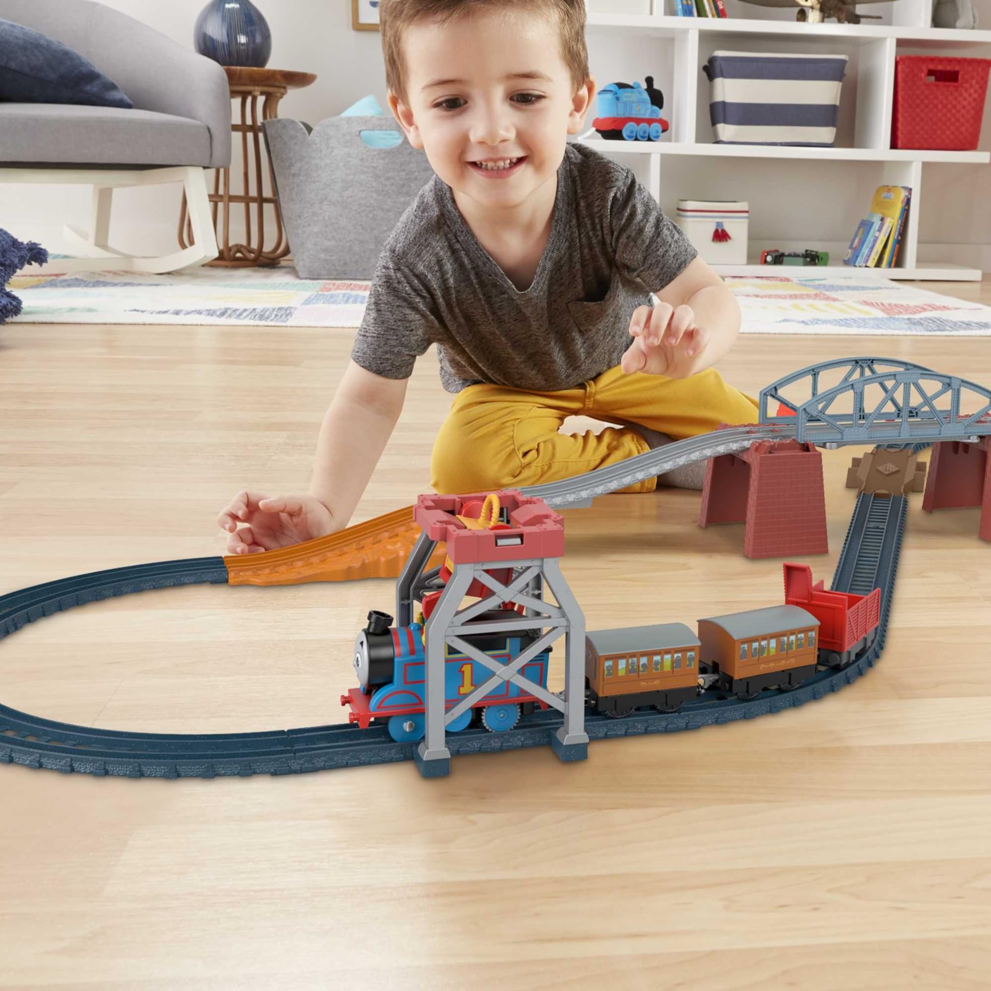 Thomas y sus amigos Set de juego 3 en 1 Pistas para coches de juguete con tren motorizado y accesorios (Mattel HGX64)