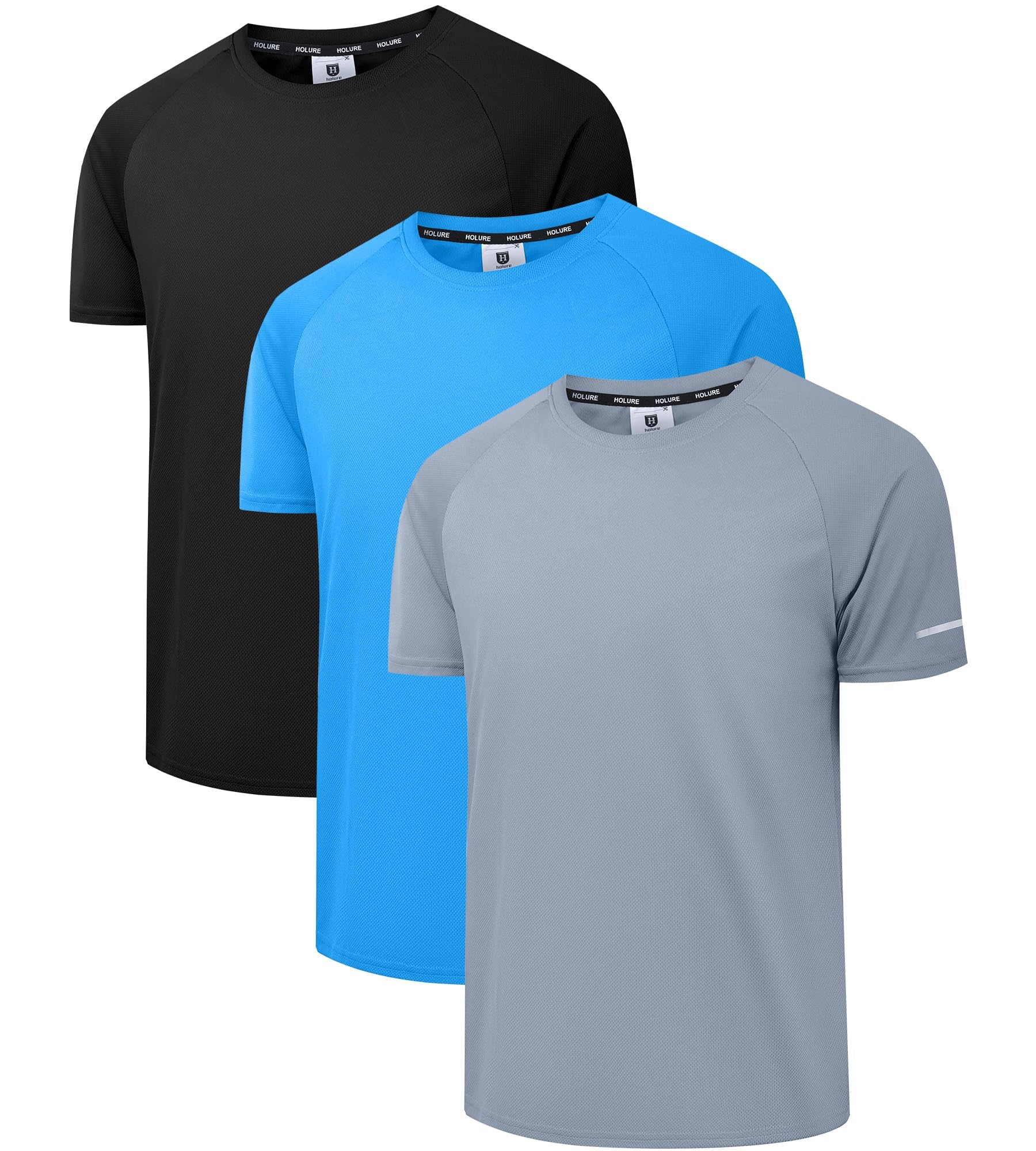 HolureMen's 3 or 5 Pack Sportswear Breathable T-Shirts Quick-Drying Short-Sleeve Shirts
