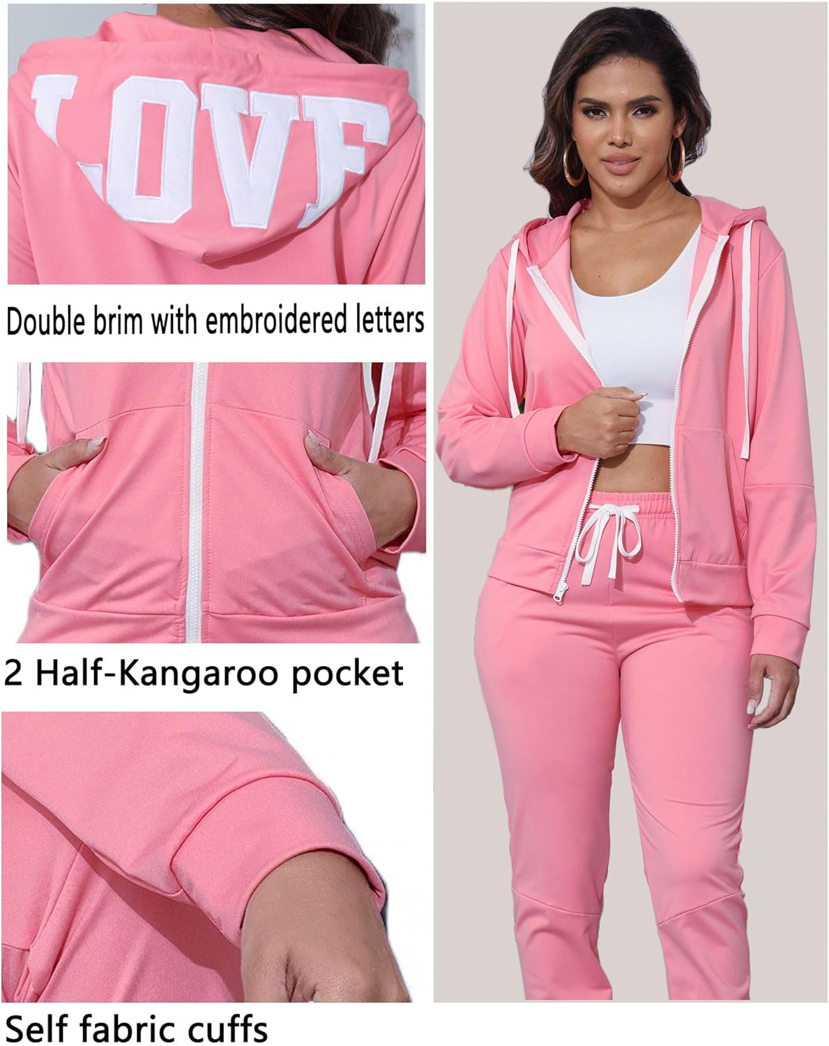 Womens Sweatsuits 2 Piece Set Zip Up Hoodie Lounge Sets Long Sleeve and Pants Tracksuit Casual Jogger Sets - Image 5