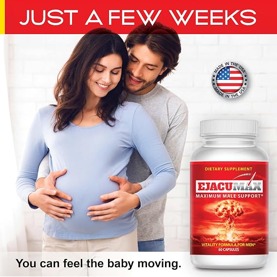 Ejacumax Vitality- Prenatal Vitamins for Men- Fertility Formula - Male Semen Volume Enhancer- High Potency Sperm Count Boosting Formulation- All Natural and Effective- 60 Capsules