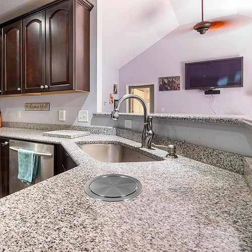 Miniatura 4 de Uonlytech Tapa de bote de basura, simple ojal de basura empotrado, cubierta redonda, tapa de cubo de basura para cocina, baño, oficina