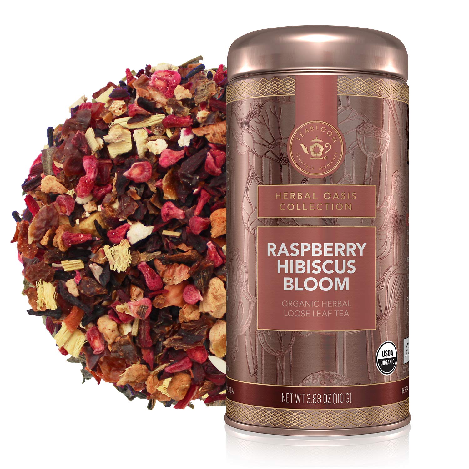 Buy Teabloom al Tea, Raspberry Hibiscus Bloom Loose Leaf Tea, Fragrant and Fruity with Natural