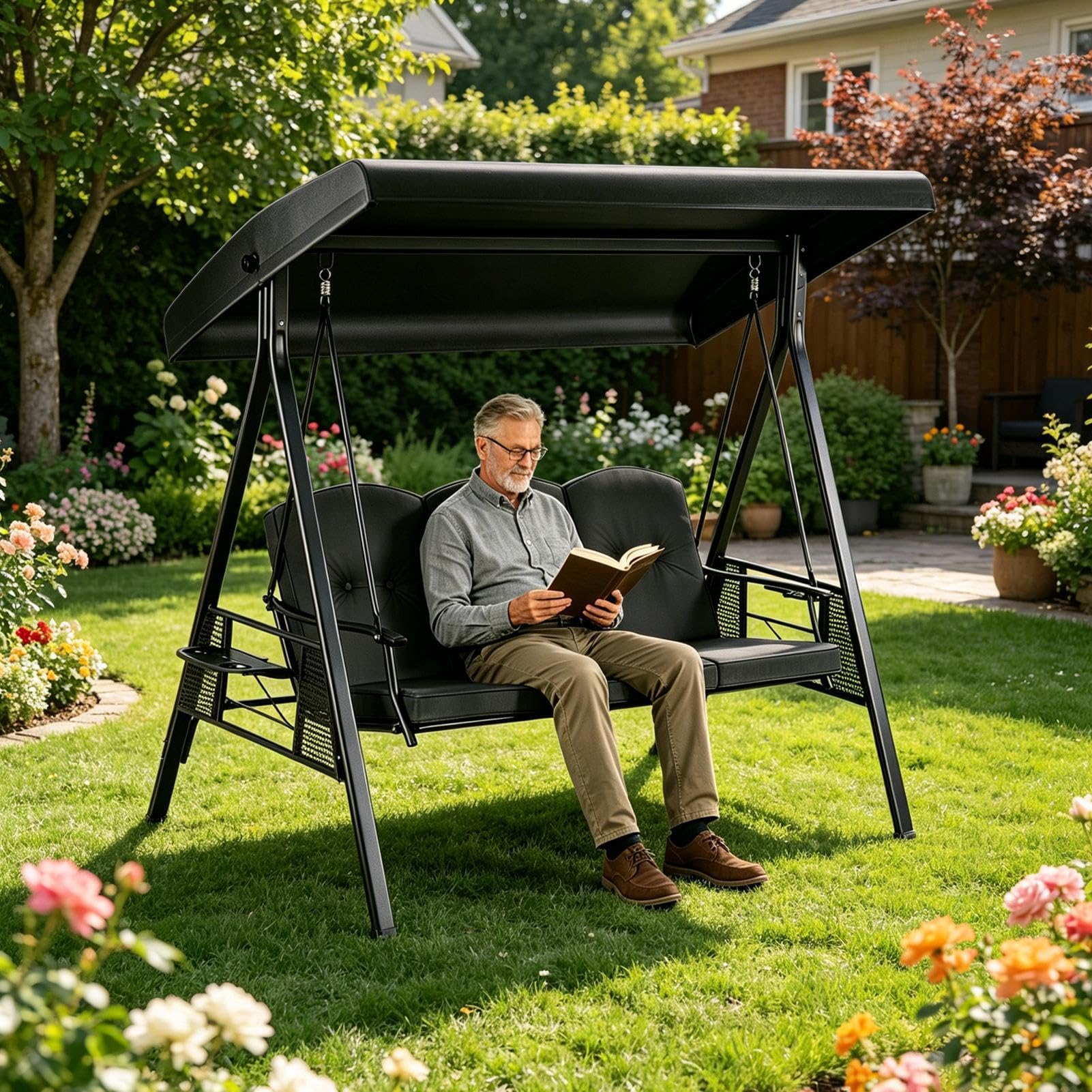 Housse De Remplacement De Toit De Balancelle Résistant au Vent, Anti-UV,