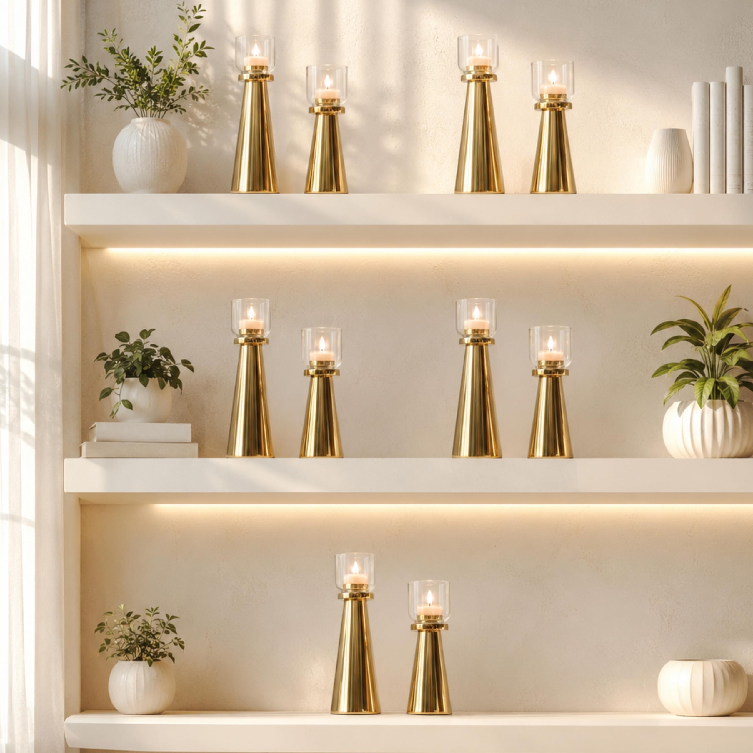 Behoma Metal Pillar Candle Holders - Set of 2 -10 Behoma Metal Pillar Candle Holders - Set of 2 -10
