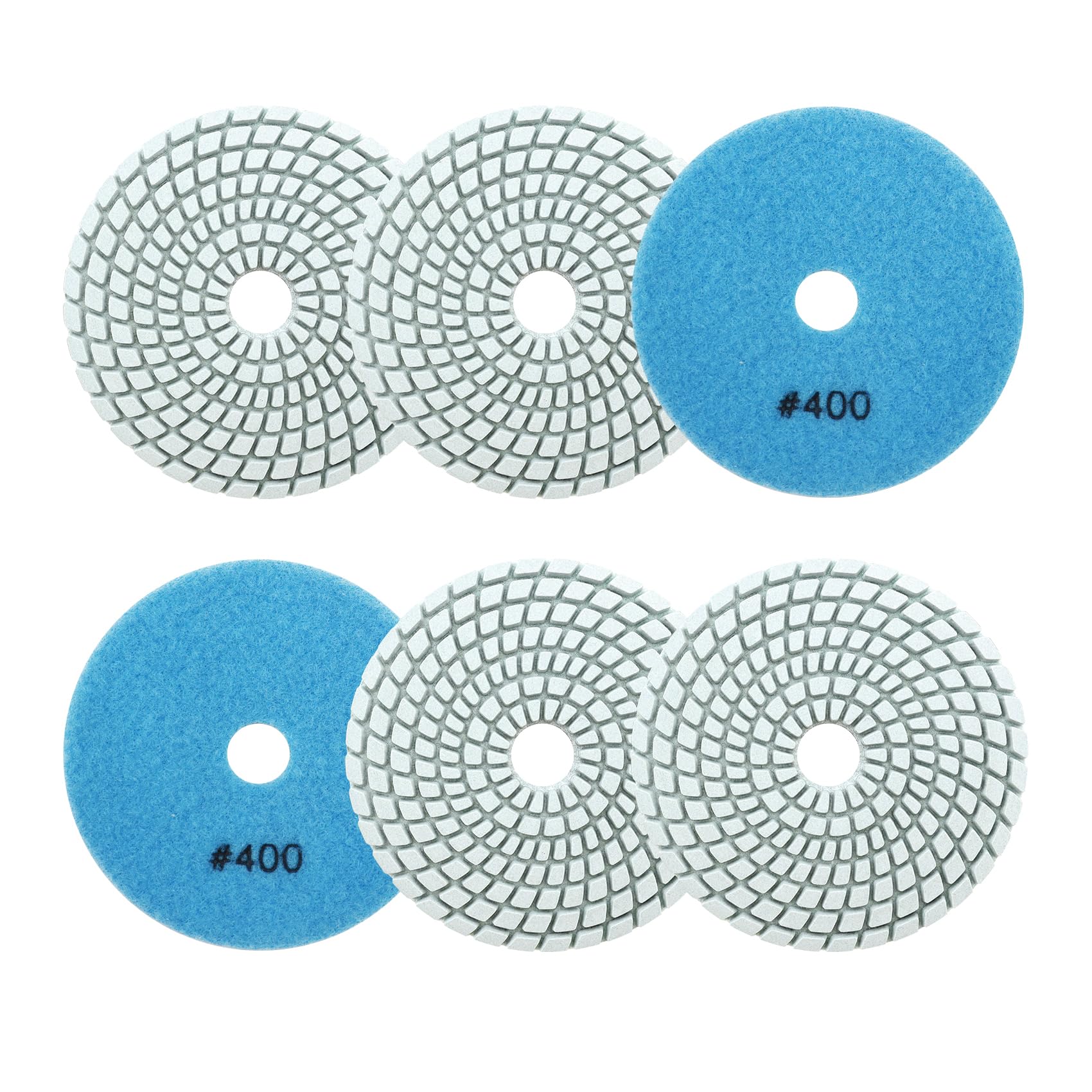 SANLEETEK Nass Diamant Polierpad 100mm 6 Stücke Körnung 400 | Diamant Polierscheiben Diamant Schleifpad diamond polishing pads für Granit Marmor Kunststein Quarz für Winkelschleifer