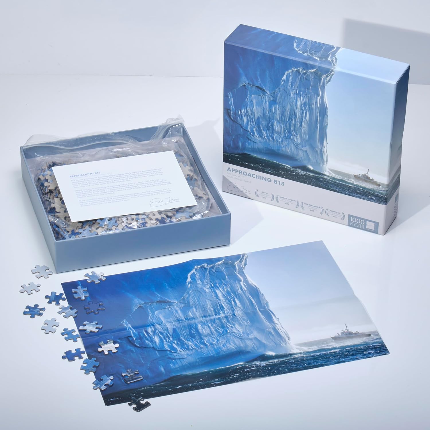 Award-Winning Photo Puzzle (National Geographic Traveler Editor's Favorite) by Eric Lew - 1000 Pieces (20" by 29") "Approaching B15 Challenging Difficult Nature Iceberg Antarctica Scenery Blue Ocean