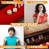 Vista 6 de STERLING Juego de 12 números Shut The Box Caja de madera Estuche de viaje con temática náutica Juego de dados familiares para niños y adultos