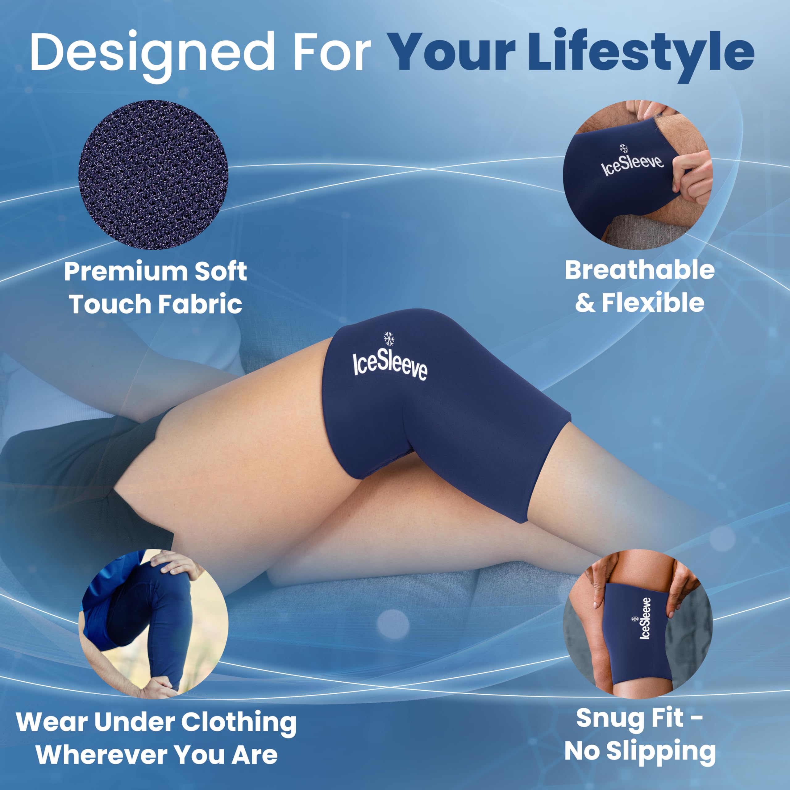 IceSleeve - Bolsa de hielo para codo y rodilla, manga de hielo reutilizable para brazos y piernas, bolsa de hielo de gel flexible para lesiones de rodilla, manga congelada de tenis, envoltura de