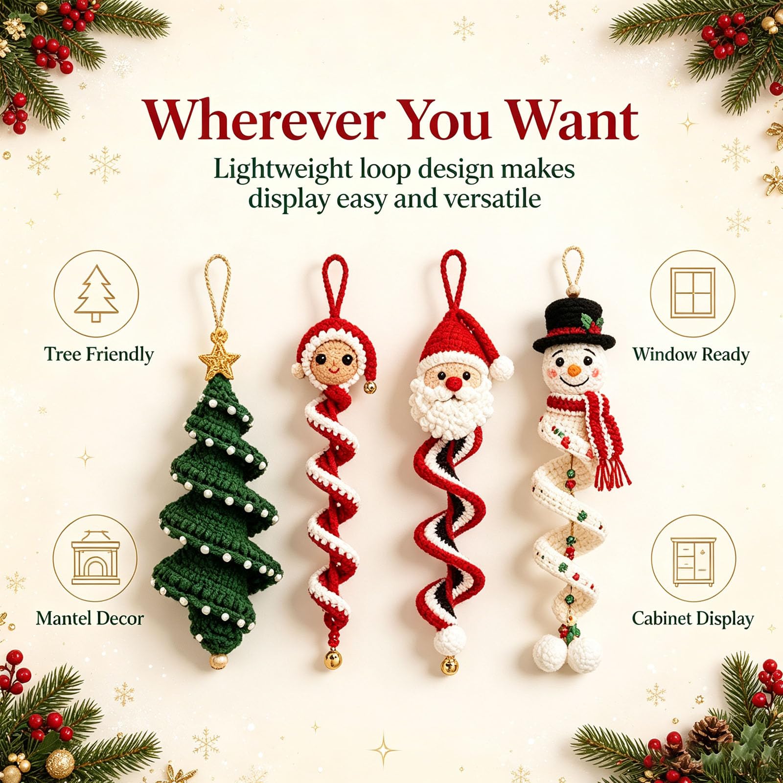 Kit Fai Da Te Per Ornamento A Spirale Con Pupazzo Di Neve All’uncinetto (4pc)