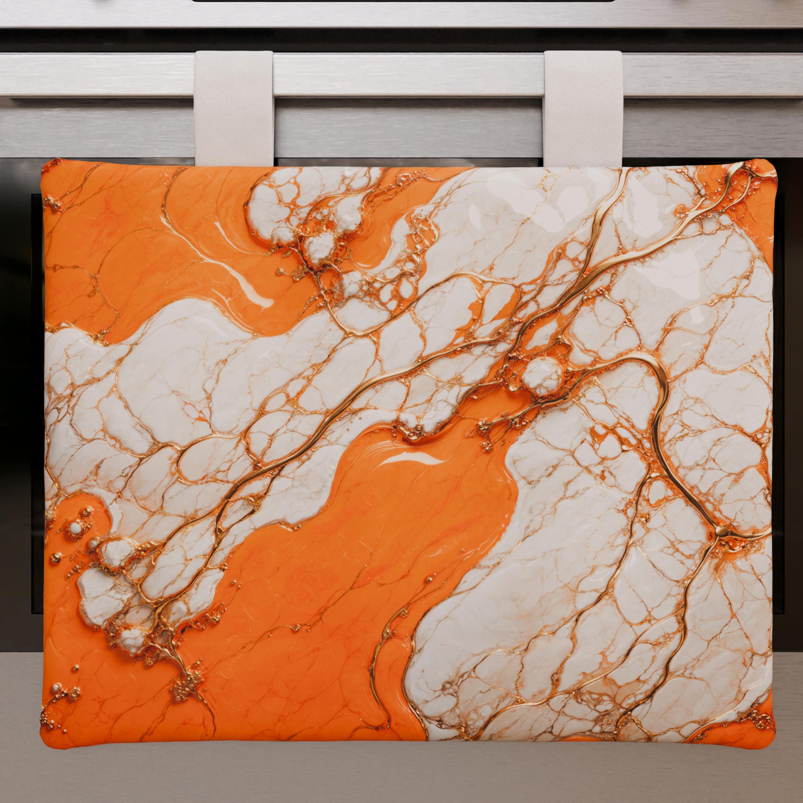 PETTI Artigiani Italiani - Modern Orange Marble Effect Kitchen Oven Cover, 40 x 50 cm, 100% Made in Italy