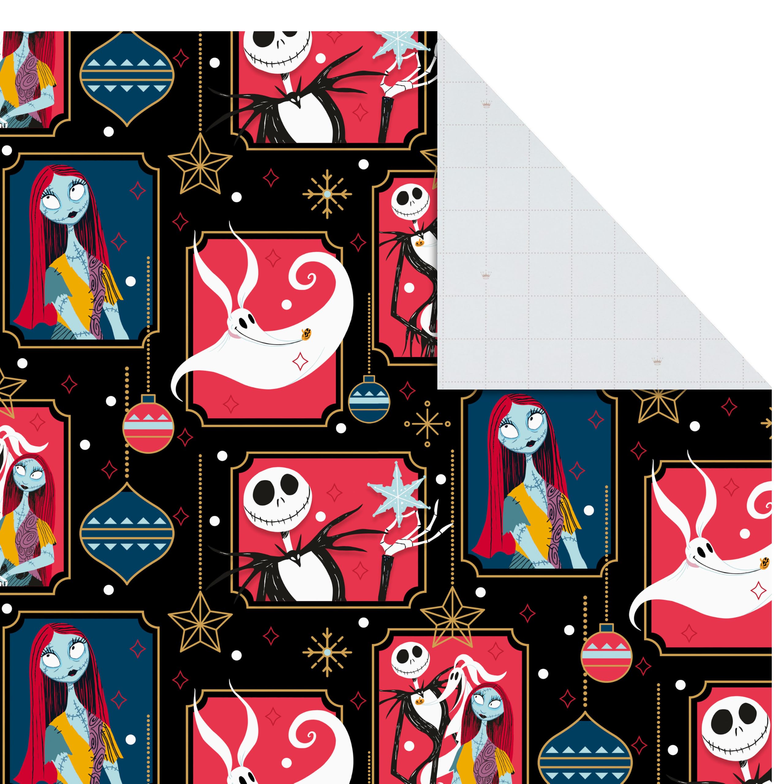 Hallmark Nightmare Before Christmas Flache Geschenkpapierbögen mit Schnittlinien auf der Rückseite (12 gefaltete Blätter) für Weihnachten, Geburtstage, Halloween