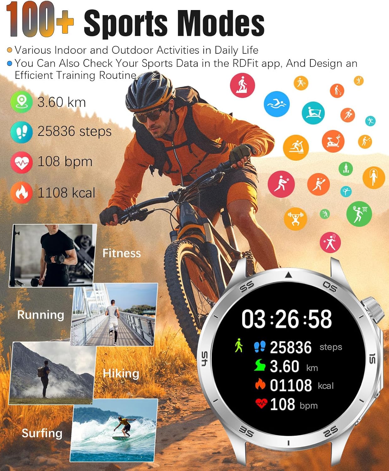 Smart Watch for Men, GPS Sports Mens Smartwatch, 1.53" HD Screen IP67 Waterproof, Answer/Make Call, Heart Rate Monitor, Sleep Tracking, Fitness Tracker, Compatible for Android iOS (Silver X2Max)
