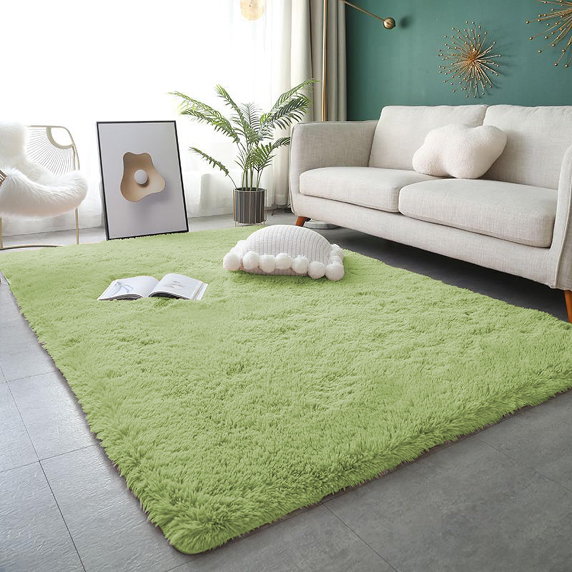 Grand tapis de sol salon doux 200x250 vert pour chambre d'enfants