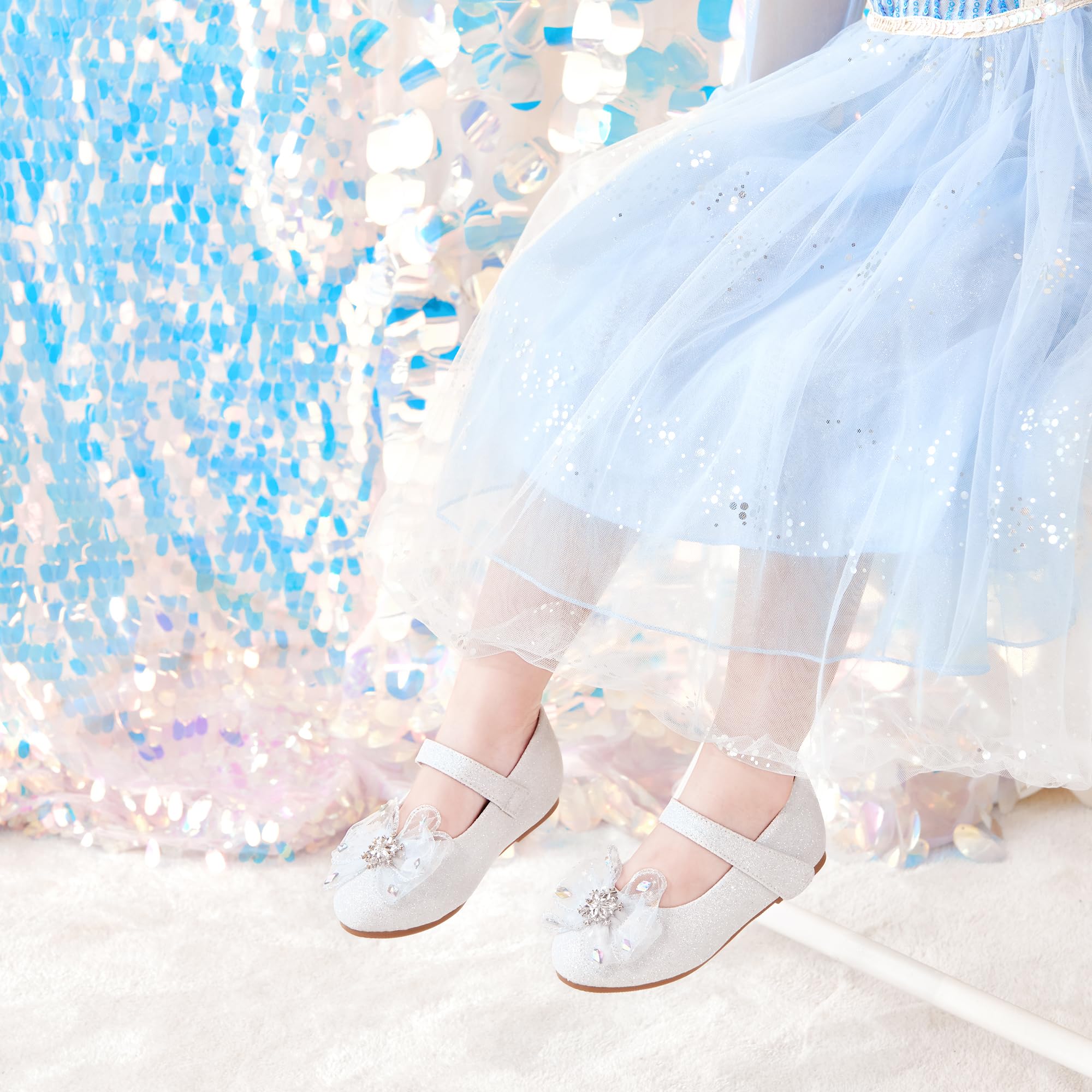 Otter MOMO Toddler Little Girls Princess Shoes Mary Jane Ballerina Flats Flower Girl Dress White Shoes Size 10