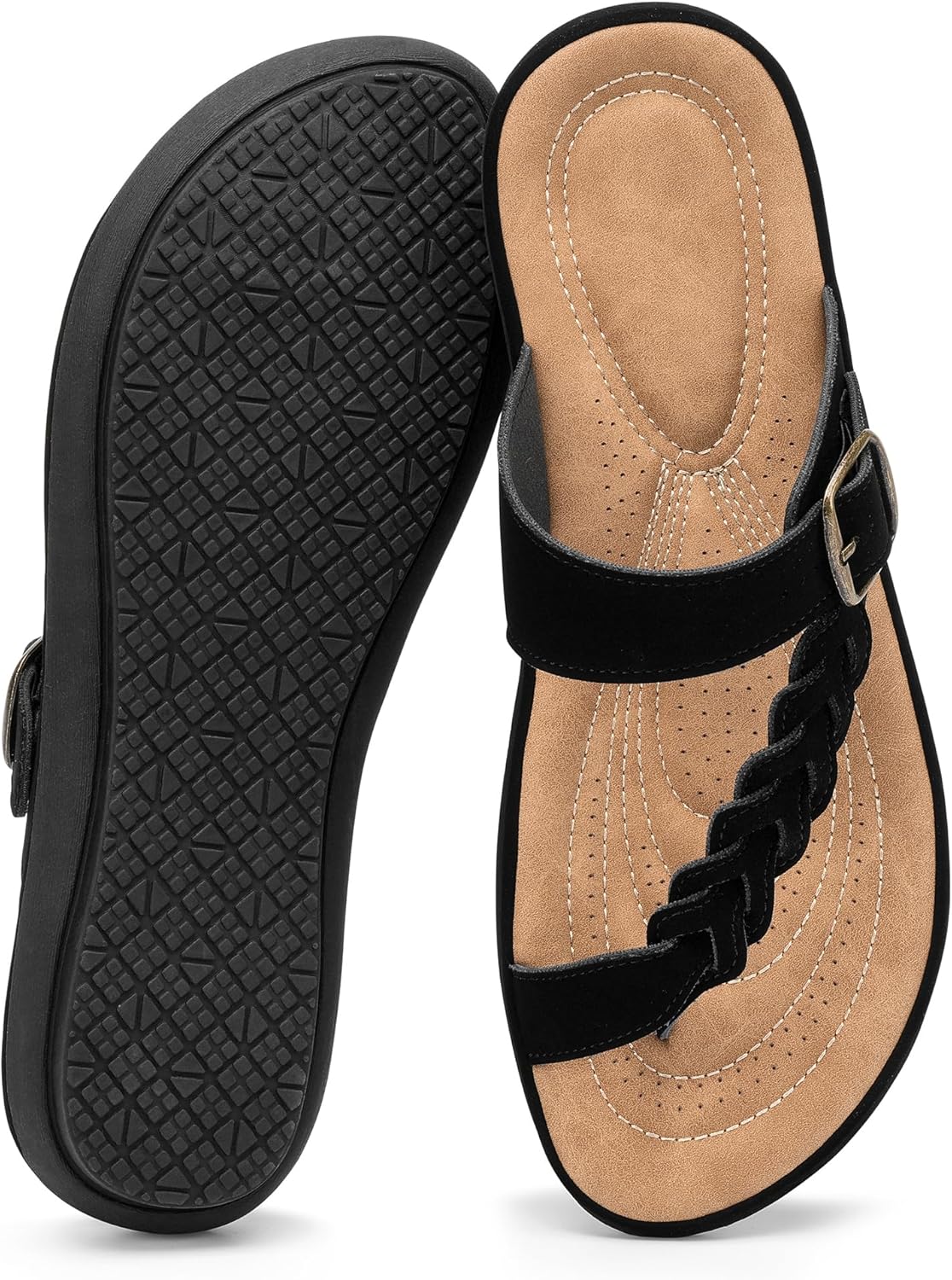 Slide Sandals for Women Flats: 2026 Comfortable Summer Shoes Dressy Slip On Sandals with Adjustable Buckle for Casual Walking Vacation