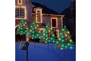 Outdoor Solar Christmas Tree with LED Lights (4 Pack)