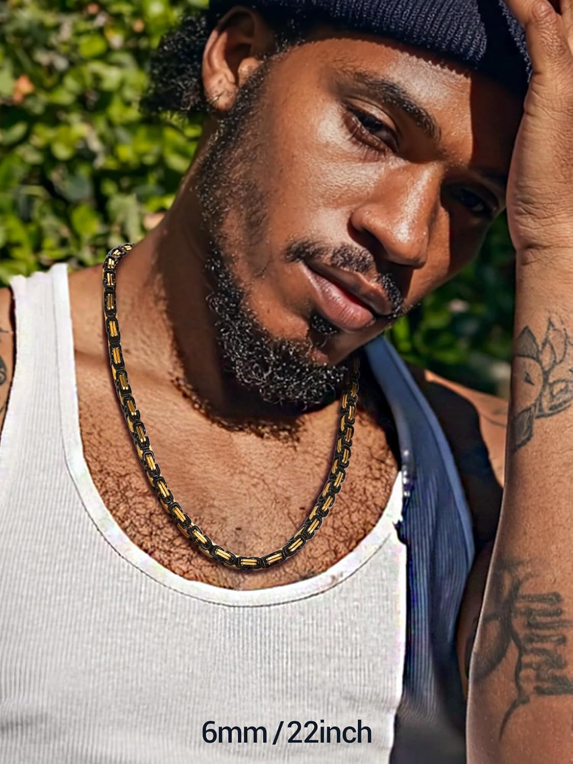 PROSTEEL 4MM/6MM/8MM Stainless Steel Necklace for Men Women, Stylish and Cool, Byzantine Chain Black Gold Silver Tone, 18-30 Inches, Come Gift Box - Image 3