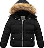 CREATMO US Girl's Kids Metallic Shiny Jacket with Detachable Fur Collar Warmth Winter Outerwear