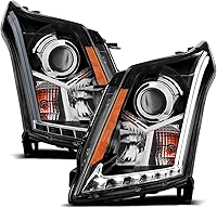 Vista 7 de AmeriLite - Juego luz direccional y barra LED de faros delanteros de proyector, negro, para Cadillac SRX, lado del pasajero y conductor