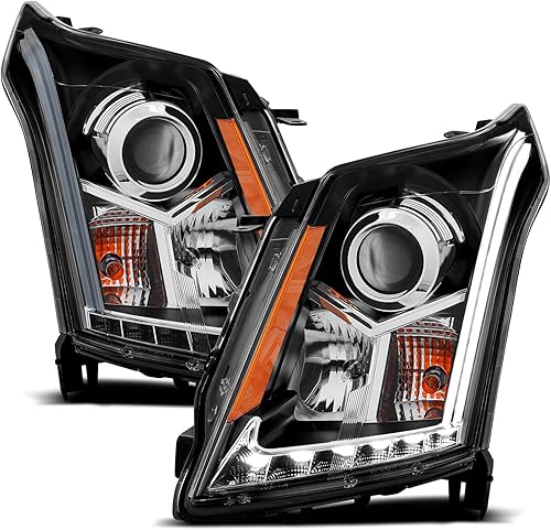 Miniatura 7 de AmeriLite - Juego luz direccional y barra LED de faros delanteros de proyector, negro, para Cadillac SRX, lado del pasajero y conductor