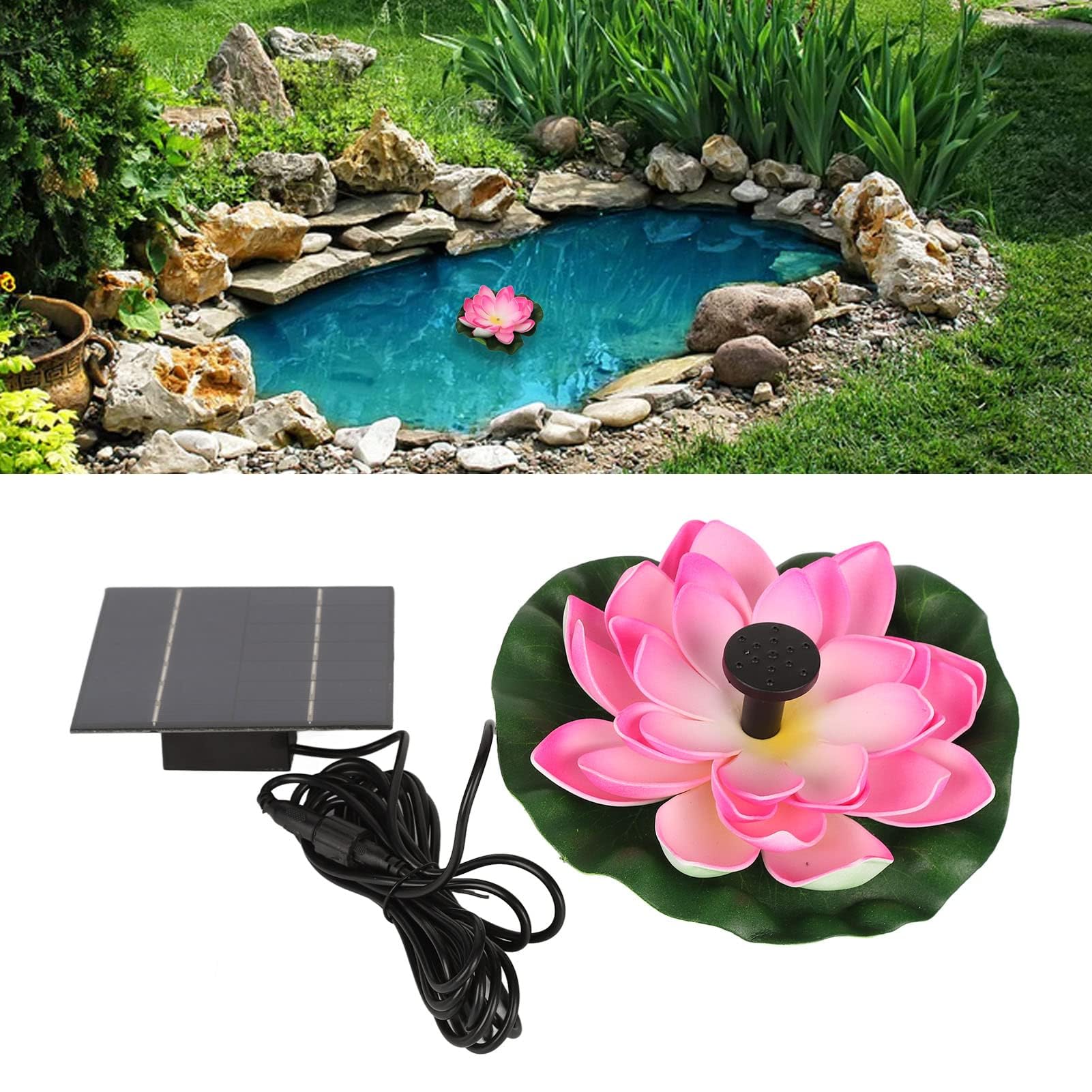 Pompa Solare per Fontana di Loto e Laghetto Giardino - Silenziosa ed Efficienti per Bagno Uccelli Esterno, Design Affidabile Uso Continuo Senza Rumore