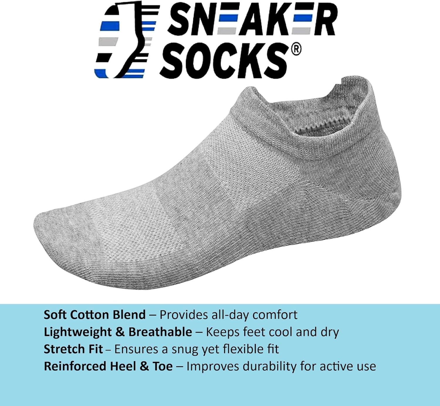 Thin Lightweight Women's & Men's Low Cut Socks, 8 Pairs Running Socks – Front & Back Tabbed, Breathable Cotton - Image 5