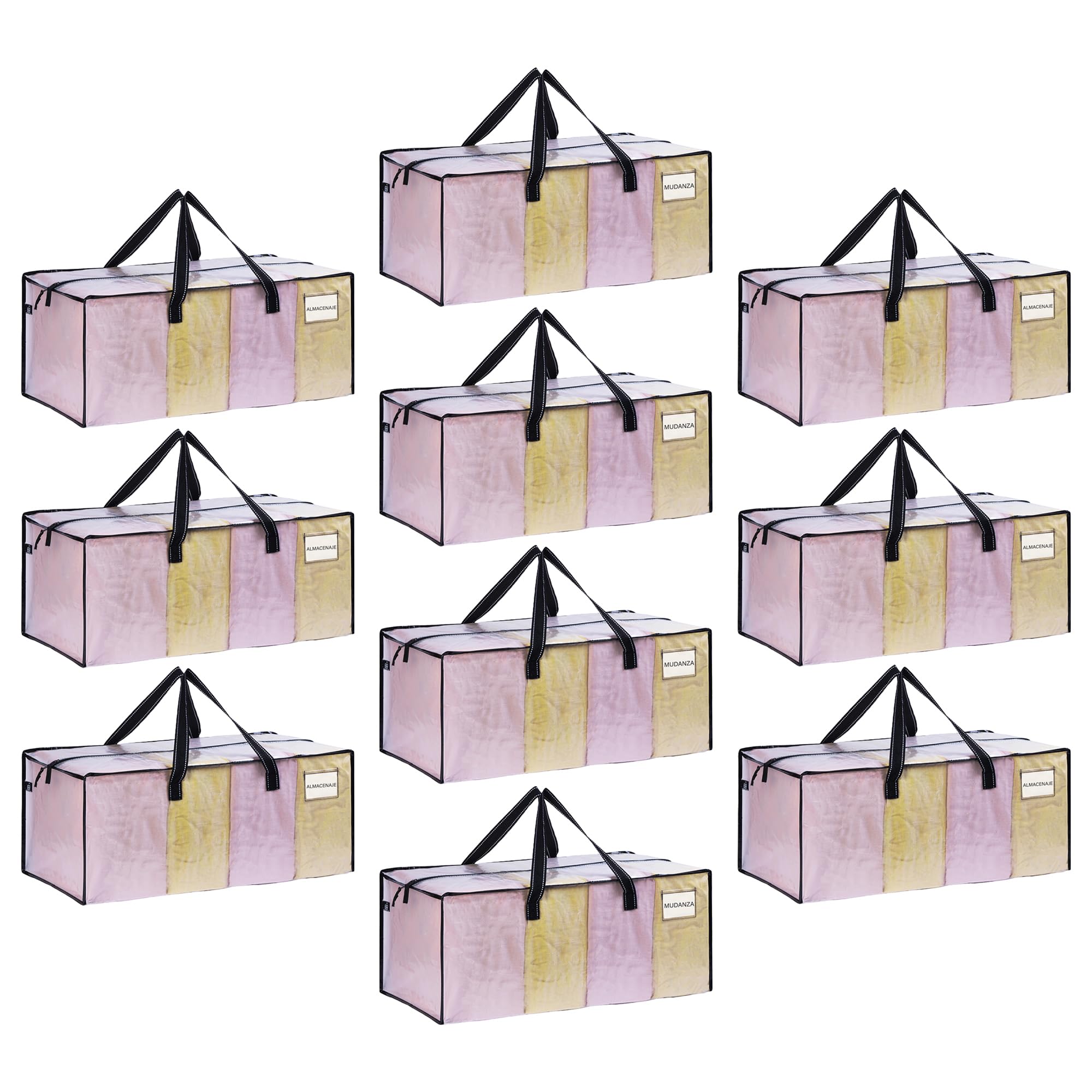 VENO Pack de 10 Bolsas de Mudanza, Almacenaje Extra Grandes, Almacenaje Resistentes, Cajas de Embalaje, Suministros de Mudanza, Lavandería Duraderas para Ropa(Ventana Transparente,Pack de 10)