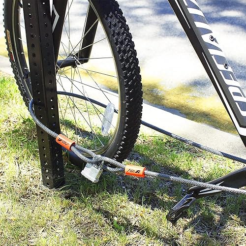 Miniatura 7 de BV Candado de seguridad de cable resistente de 7 pies con bucles  Cable de acero trenzado extra grueso de 10 mm (38"), resistente al corte y a la