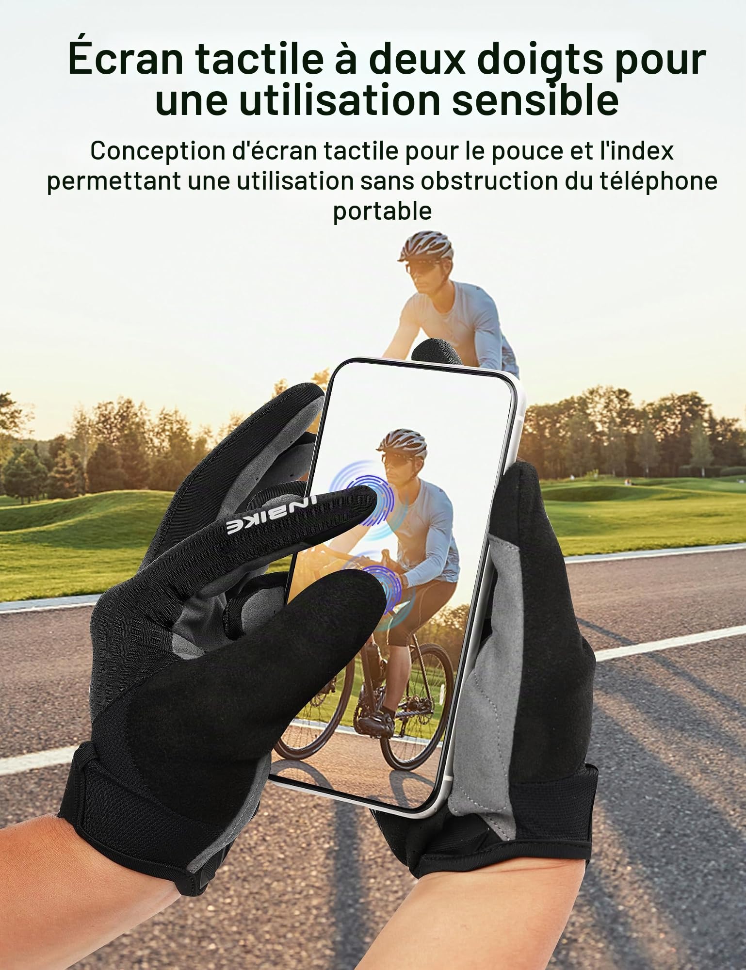 INBIKE Gants de Cyclisme pour Homme VTT Gants Velo à Doigts Longs avec Ecran Tactile Elastique Gants Respirant et Multifonctionnel