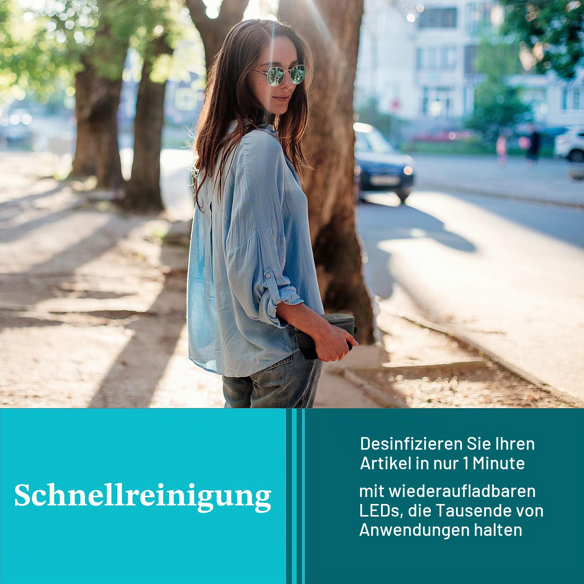 HoMedics UV-Clean tragbarer Desinfizierer Sanitizer Sterilisator|Schnellster UV-Sanitizer auf dem Markt|Tötet bis zu 99,9 Prozent der Bakterien und Viren auf DNA-Ebene,ohne Quecksilber und Chemikalien