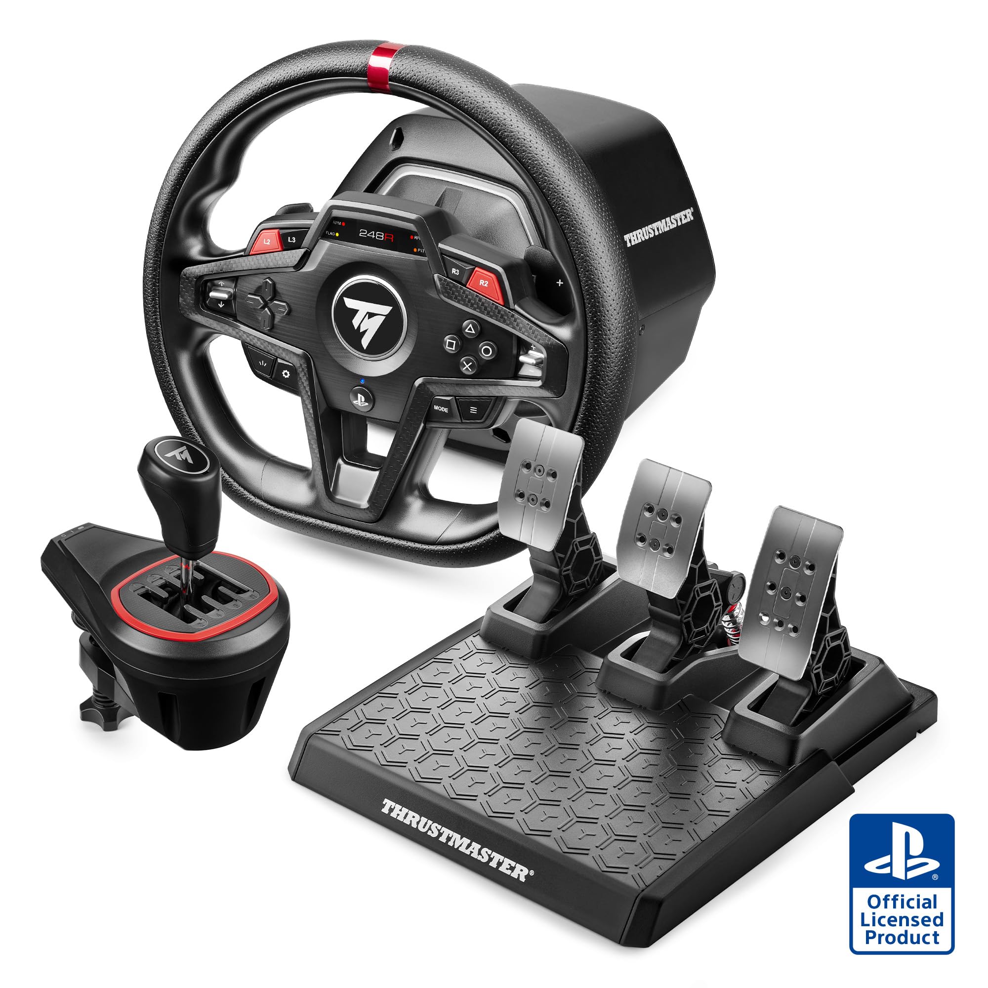 Thrustmaster T248R Shifter Pack - Volante Force Feedback (3,1 Nm), Cambio TH8S e Pedaliera T3PM, Compatibile con PS5, PS4 e PC