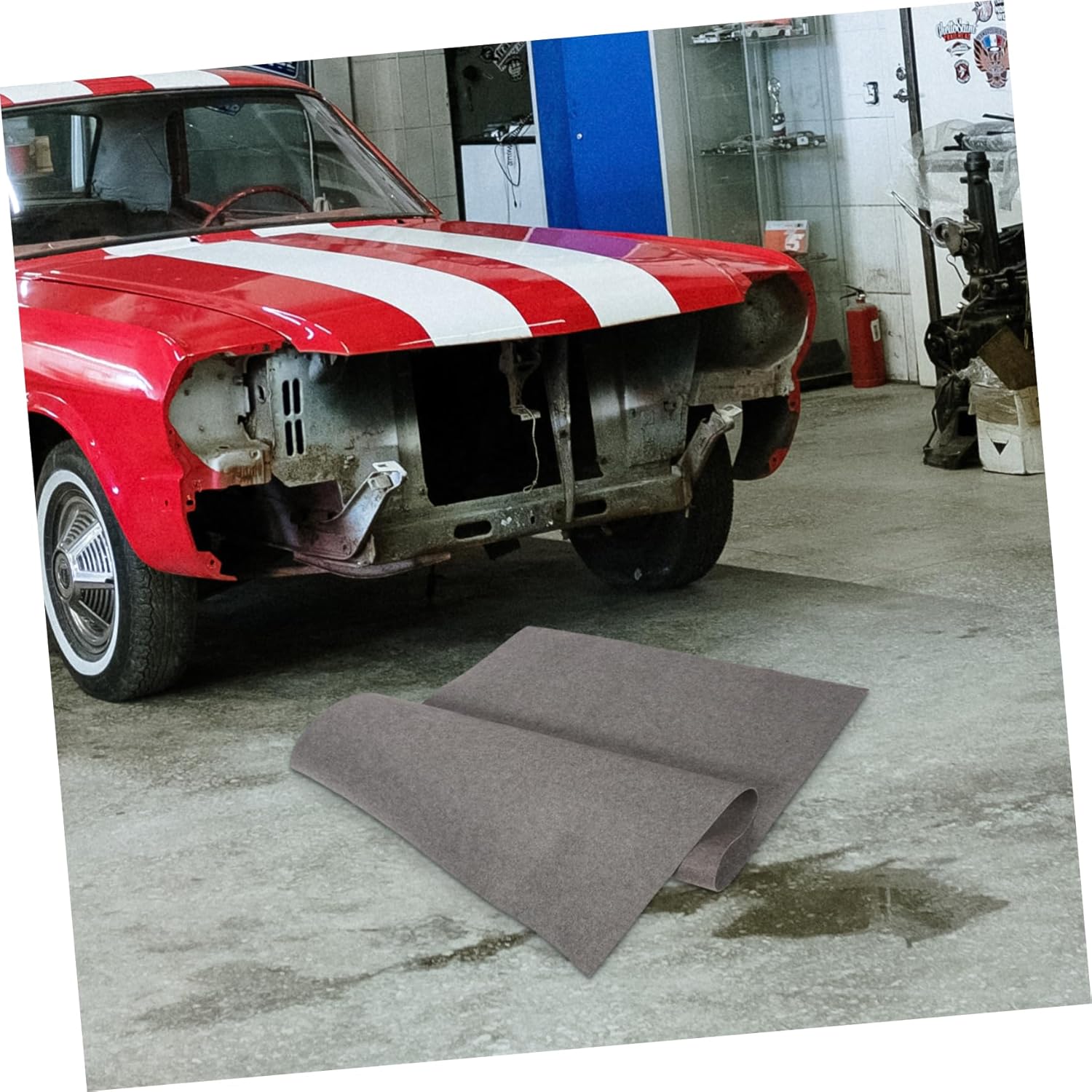 Oil Absorbent Mat for Garage Space-Saving Mechanic Pad Felt Design Washable Oil Spill Under Car Non- Garage Floor Mat Compact Easy Storage