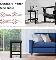 Vista 6 de Costaelm Mesas Laterales Cuadradas para Exteriores, Mesas de Patio Adirondack para Exteriores, Mesa Lateral de Patio de HDPE Resistente a