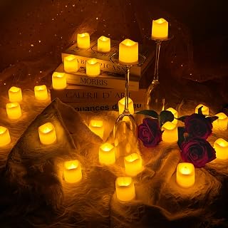 MCFULL 24 Pcs Flameless Candles,Led Tea Lights Candles Battery Operated for Halloween Decorations,Fake Candle for Centerpiece Table Decorations,Wedding,Diwali, Christmas Decor(White)