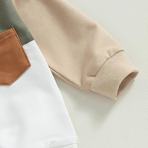 Miniatura 3 de Ropa para bebé niño pequeño, sudadera con bloques de color, sudadera con cintura elástica, bolsillos y pantalones deportivos, 2 piezas, traje de