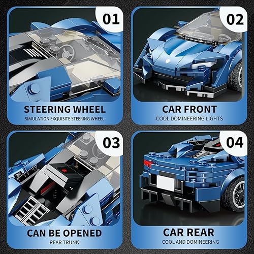 Miniatura 3 de MOC - Coches deportivos para niños, kit de construcción de autos de carreras coleccionables, regalos creativos para niños y niñas de 3-8, 8-12, kit