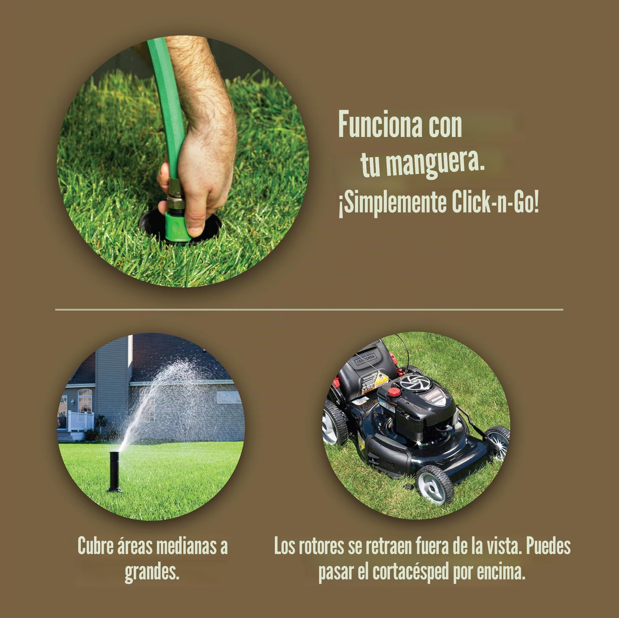 Rain Bird 32HE - Kit de Sistema de aspersor emergente con Rotor Profesional en el Suelo con conexión de Manguera de jardín Click-N-Go