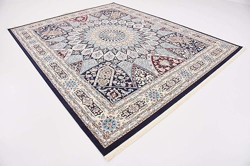 Miniatura 11 de Unique Loom Colección Narenj Adams - Alfombra rectangular (8 x 10 pies, azul marinobeige)