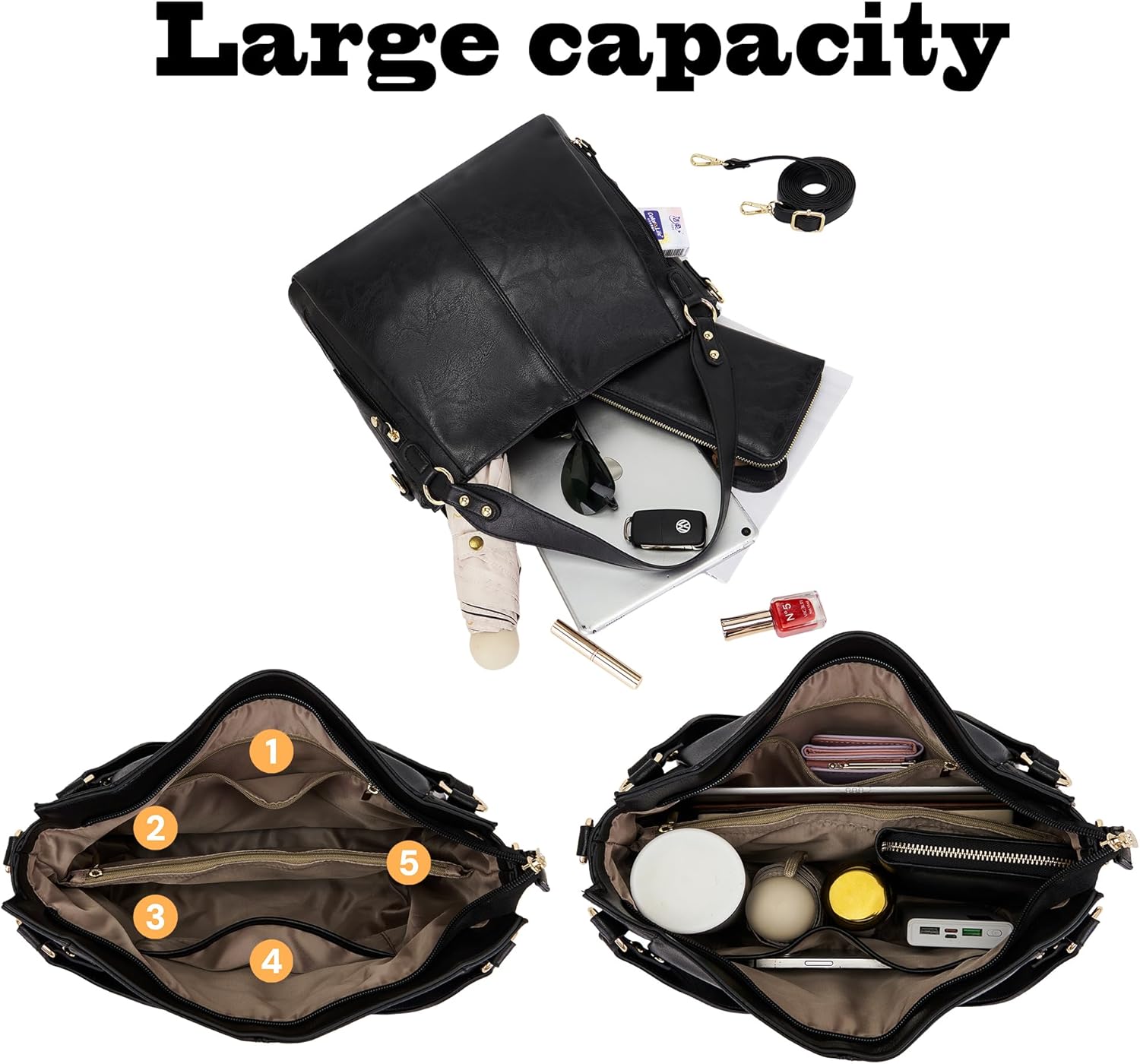 Women's Hobo Handbags Crossbody Bags Ladies Tote Shoulder Bags Purses and Wallet Set 2pcs - Image 2