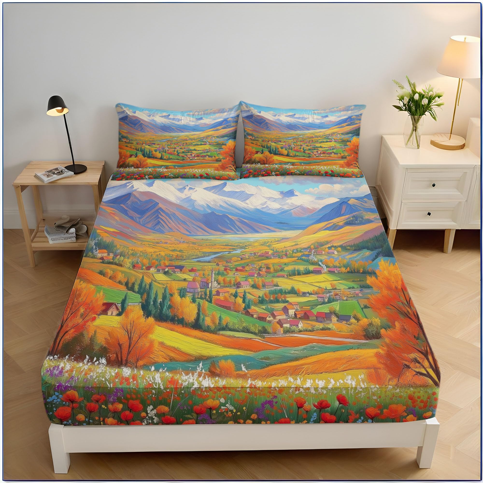 Parure de lit 180x200 microfibre respirante drap housse inclus