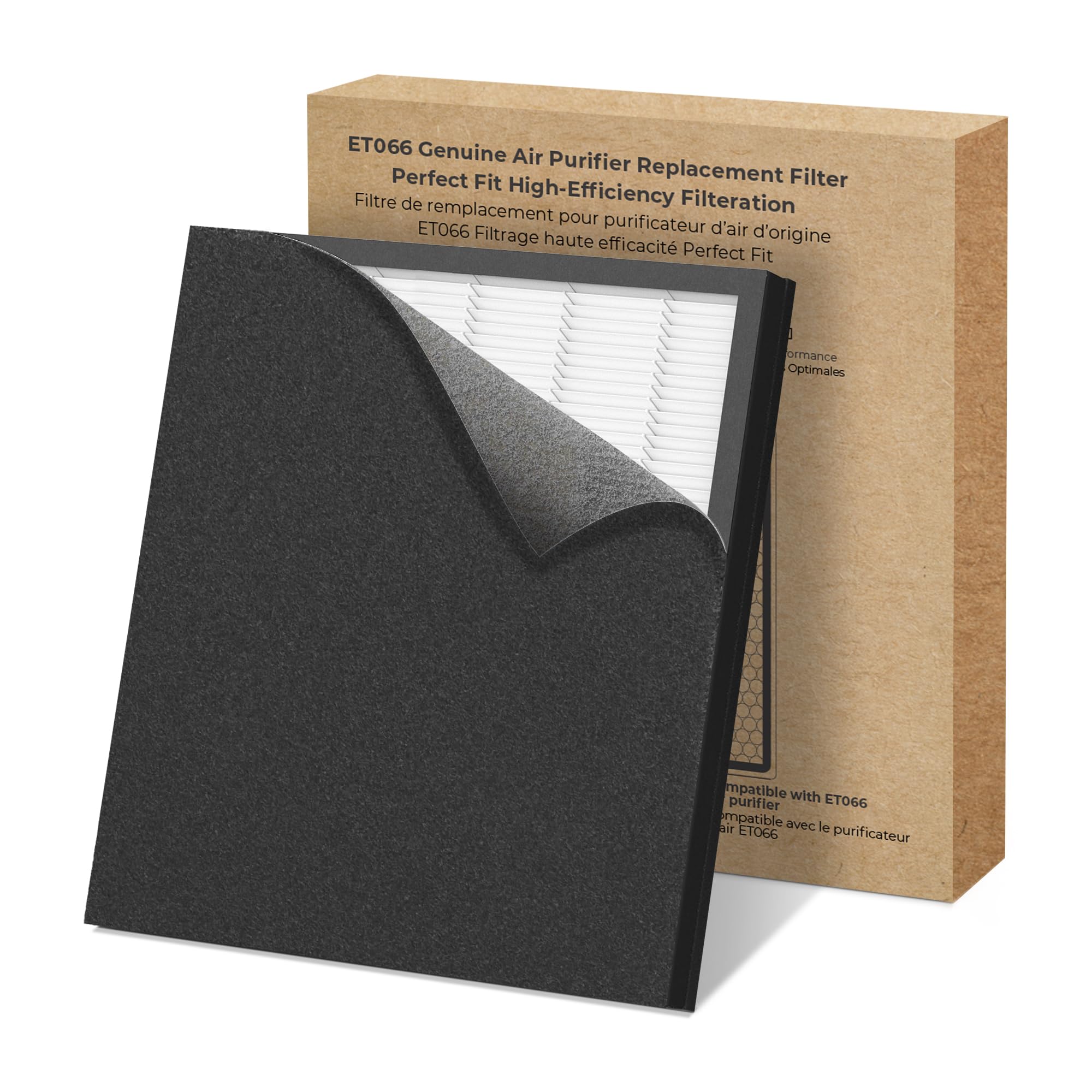 EVALIT Genuine ET066 Air Purifier Replacement Filter for ET066 Air Purifier, Washable HEPA 3-Stage Filtration for Pollen, Smoke, Pet Hair, Dust, Original Version, 1 Pack + 3 Layers Filtration