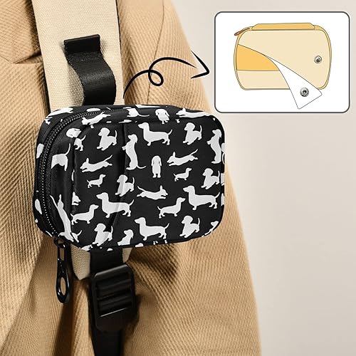 Miniatura 6 de Ollabaky Pastillero de perro salchicha negro para 7 días, organizador de píldoras de viaje, pastillero portátil semanal con cremallera, tamaño