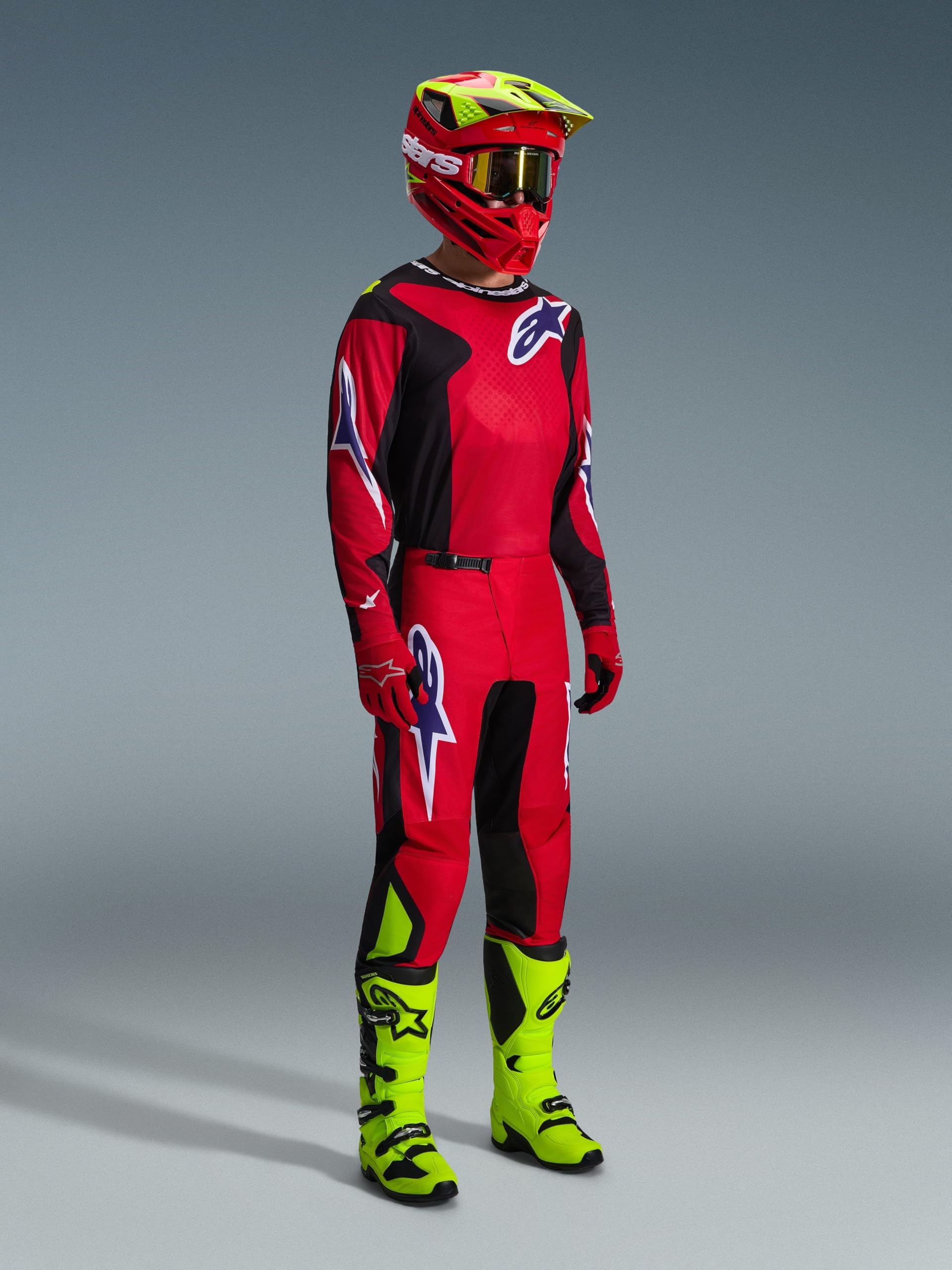 Alpinestars Fluid Grid Maglia da motocross, nero/rosso, M