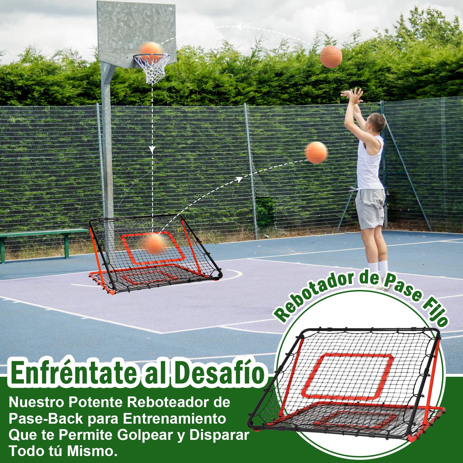 Red de Rebote Fútbol Plegable,Red de Béisbol, Malla de PE de Doble Capa, Ángulo Ajustable, Ideal para Actividades Familiares al Aire Libre y práctica de Deportes Niños Adulto