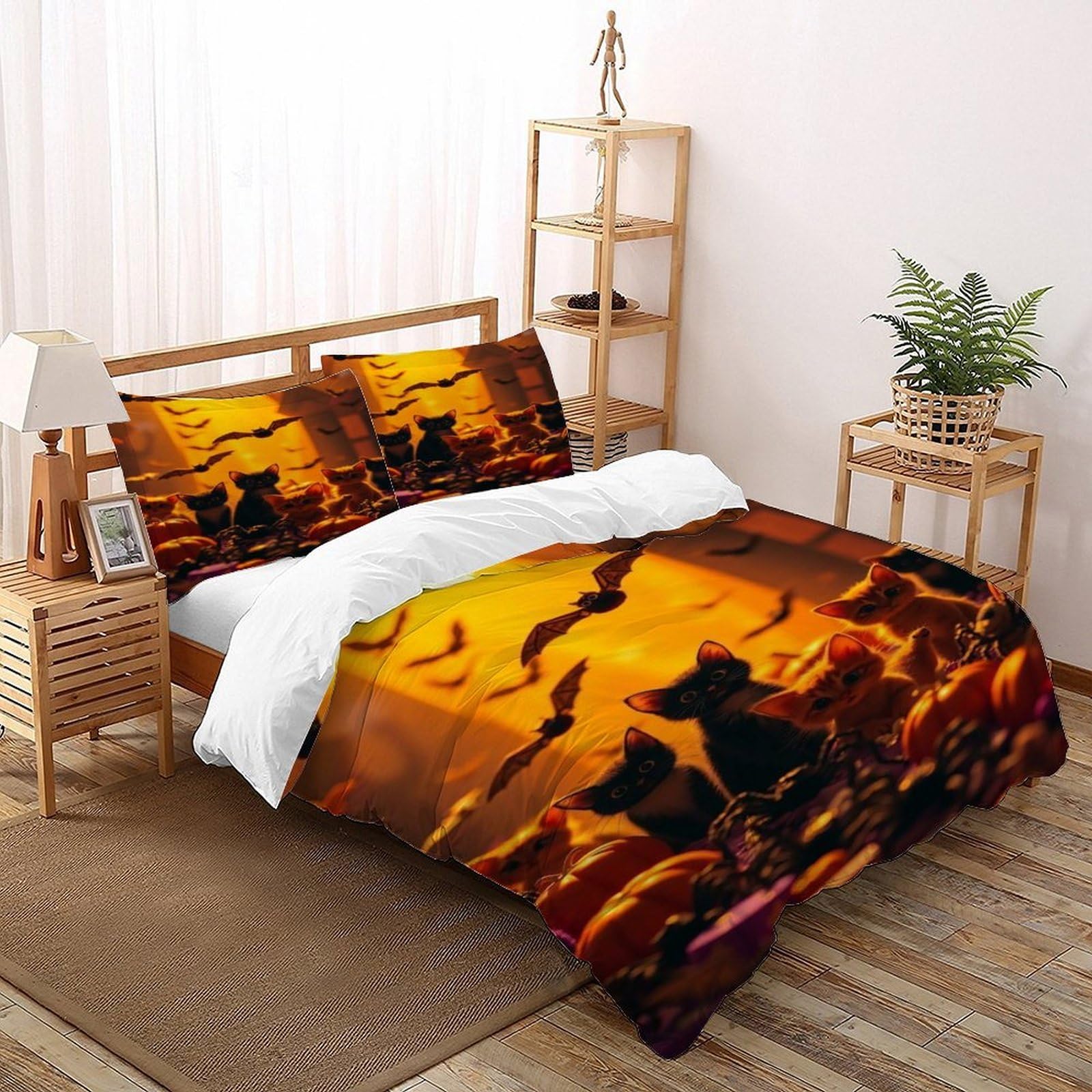 Housse de couette chaton zippée et infroissable pour lit double 200x200