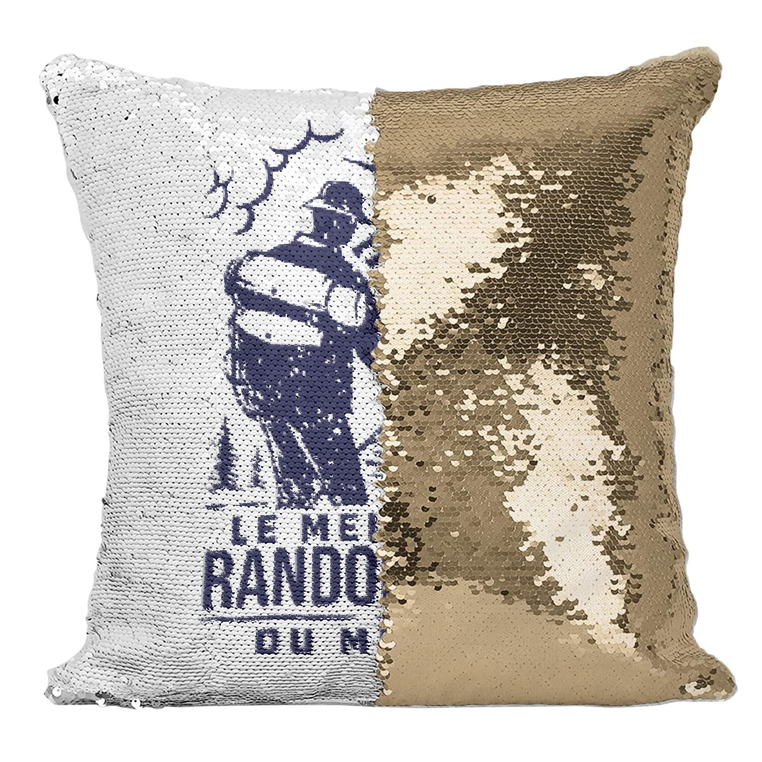 Coussin Randonnée Sequin Paillettes Doré Salon Chalet